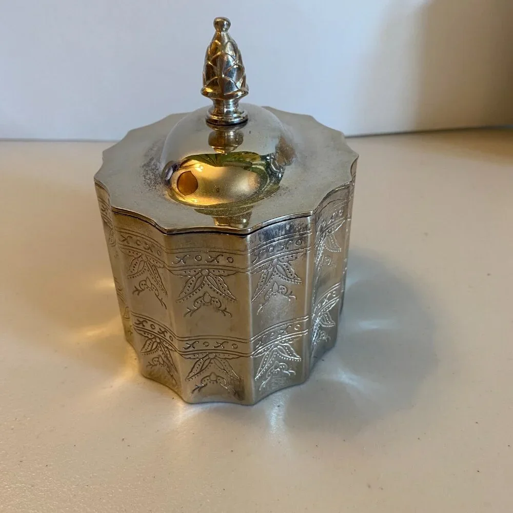 VTG 1991 Godinger Silver Plated Paul Revere Trinket Box with Red Velvet Lining